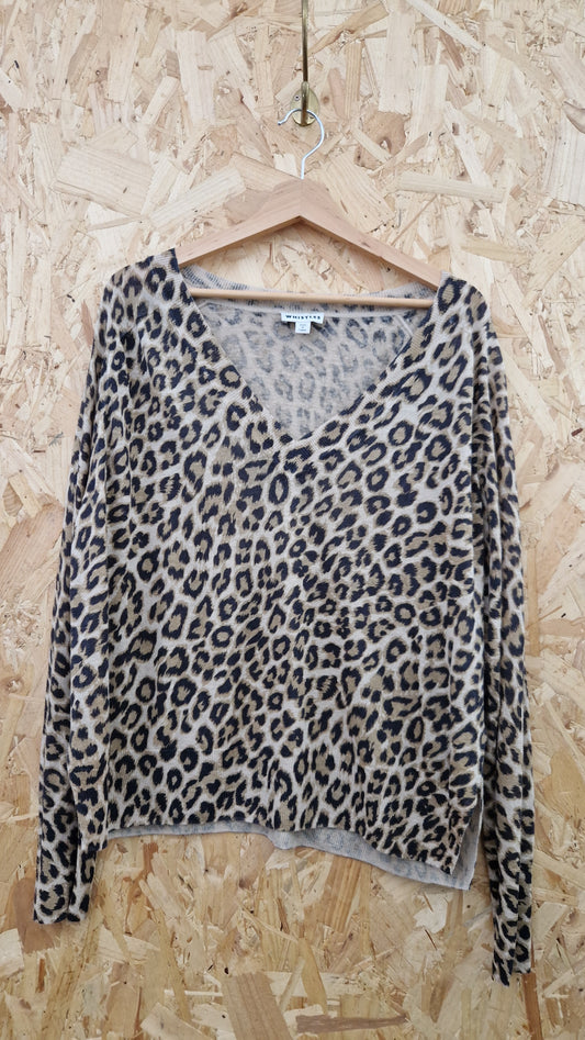 Preloved Whistles Longsleeve Leopard Print Jumper Size Large