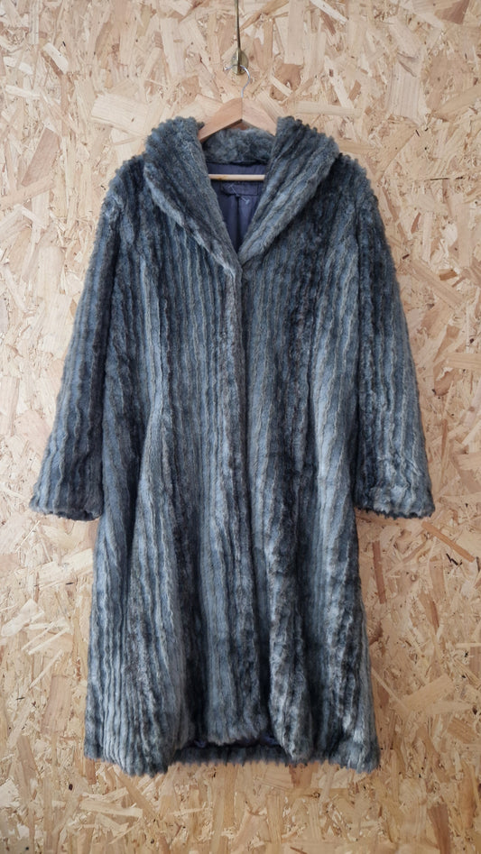 Preloved Per Una Faux Fur Textured Long Coat Size Large